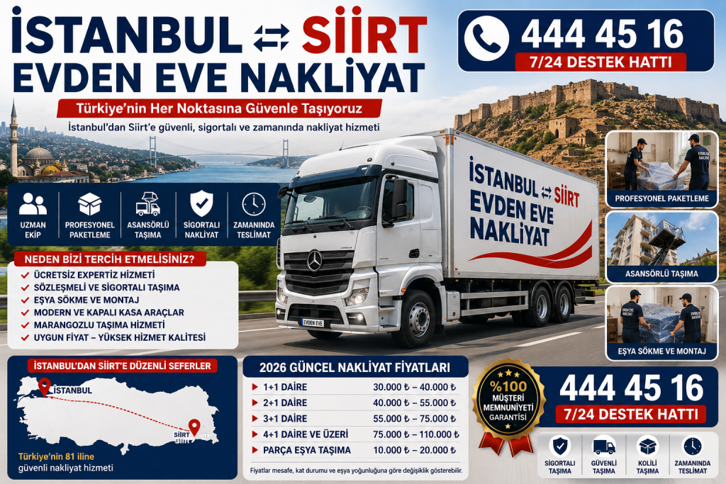 İstanbul Siirt Evden Eve Nakliyat